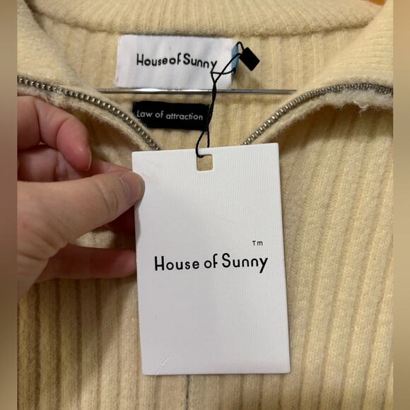 House of Sunny NWT Peggy Double Sailor Collar Cropped Double Zip Cardigan 10 - Picture 11 of 12